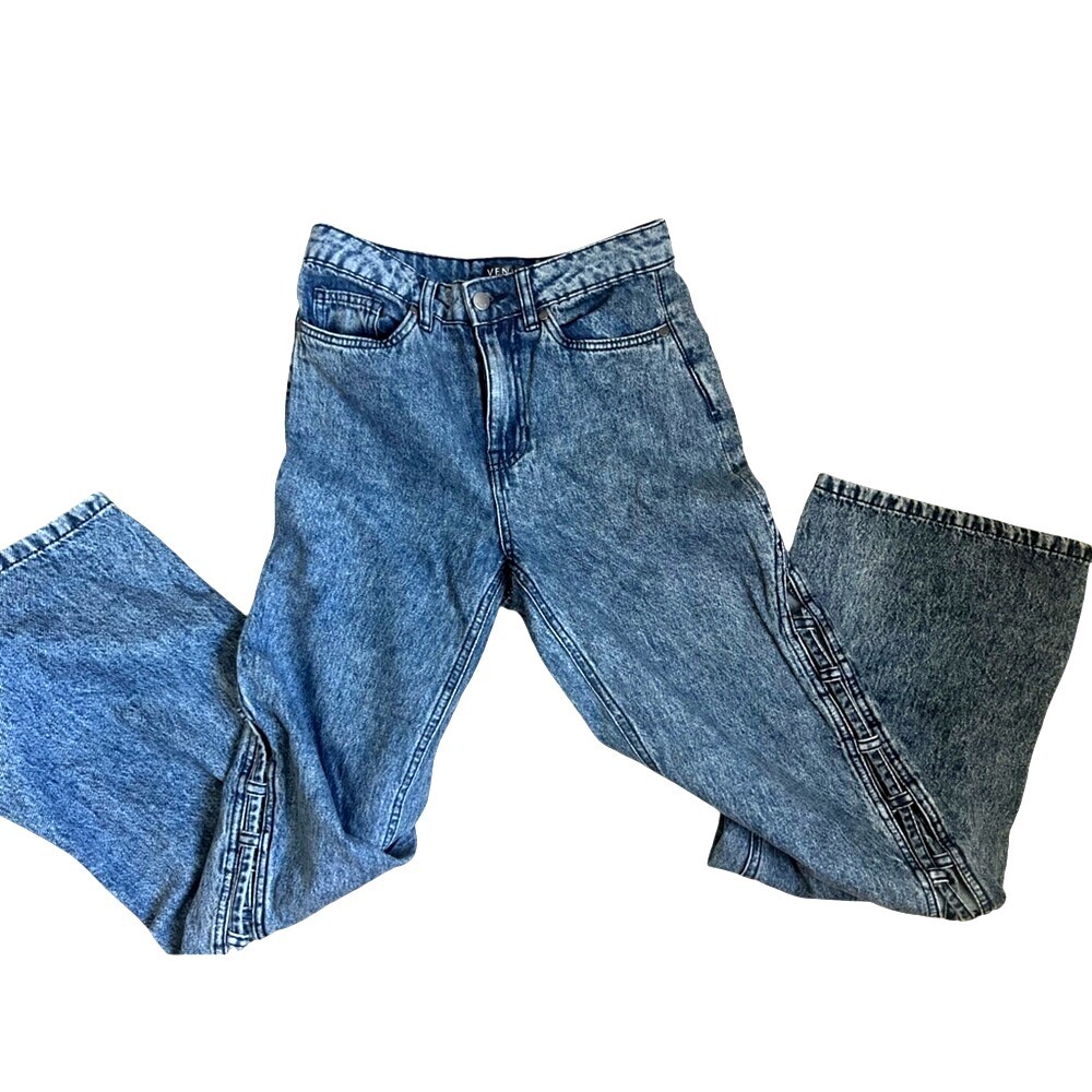 Vintage Y2K High Rise Split Sides Flare‎ Boot Cut Jeans Sz 6 Festival Rare Bratz